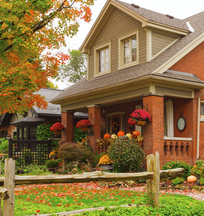 brick house in fall