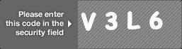 captcha code for visual authentication  letter V number 3 letter L number 6