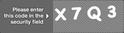 captcha code for visual authentication  letter X number 7 letter Q number 3